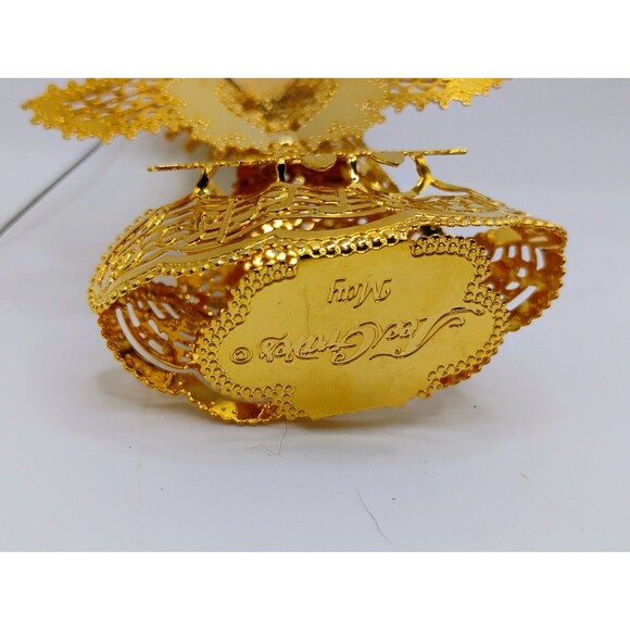 Lee Graves Gold Filigree May  Birthday Angel Christmas Ornament Figurine Emerald - Picture 5 of 7